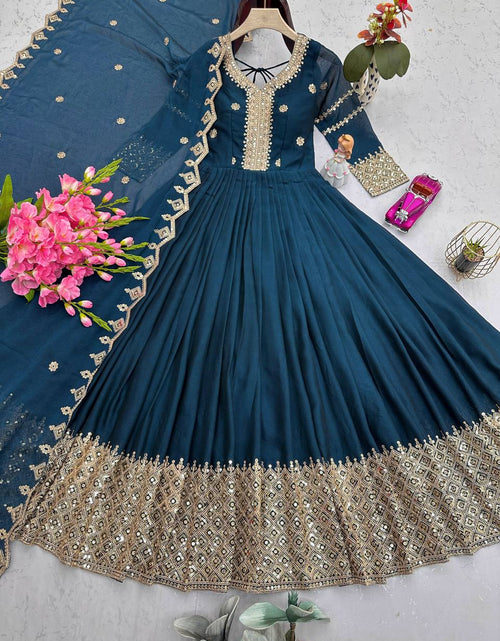 Load image into Gallery viewer, Festive Designer Embroidery  Sequin Women Gown Dupatta Dress mahezon
