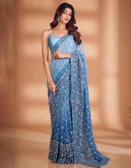 Festive Designer Blue Sequence Women’s Saree mahezon