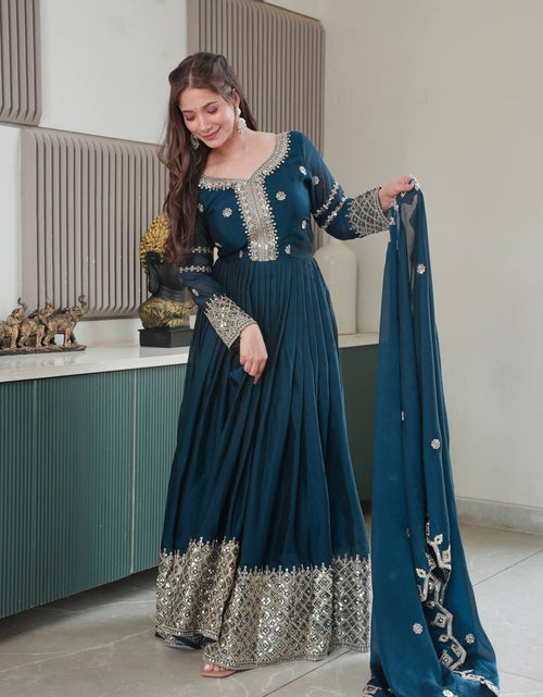 Load image into Gallery viewer, Festive Designer Embroidery  Sequin Women Gown Dupatta Dress mahezon
