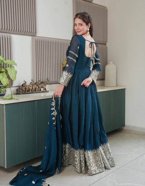 Load image into Gallery viewer, Festive Designer Embroidery  Sequin Women Gown Dupatta Dress mahezon
