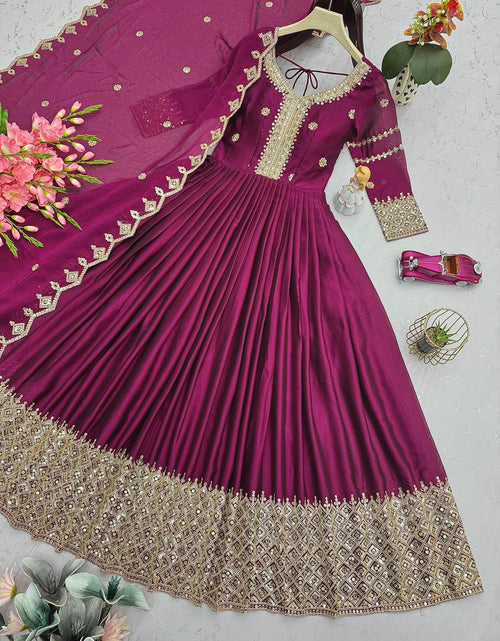 Load image into Gallery viewer, Festive Designer Embroidery  Sequin Women Gown Dupatta Dress mahezon
