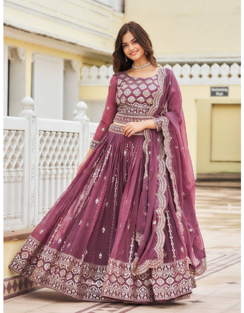 Load image into Gallery viewer, Festive Designer Ethnic Embroidery Sequence Women Lehenga Choli Dupatta mahezon
