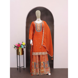 Festive Designer Women Top Palazzo Dupatta Suit mahezon