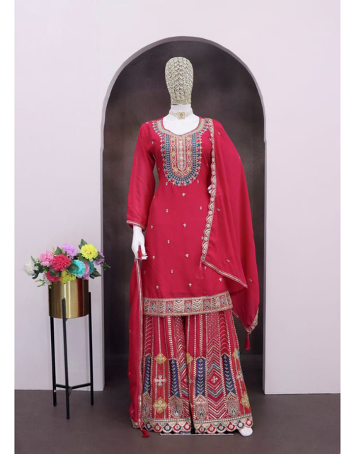 Load image into Gallery viewer, Festive Designer Women Top Palazzo Dupatta Suit mahezon
