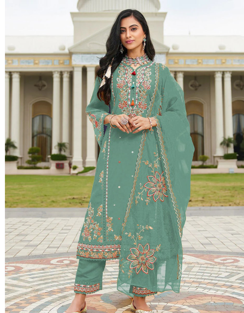 Load image into Gallery viewer, Festive Designer Women Kurta Pant Dupatta Set mahezon
