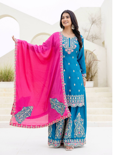 Load image into Gallery viewer, Festive Designer Women’s Kurta Pant Dupatta Set mahezon
