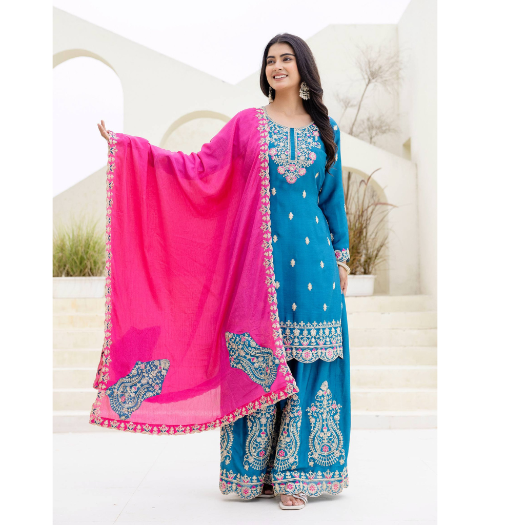 Festive Designer Women’s Kurta Pant Dupatta Set mahezon