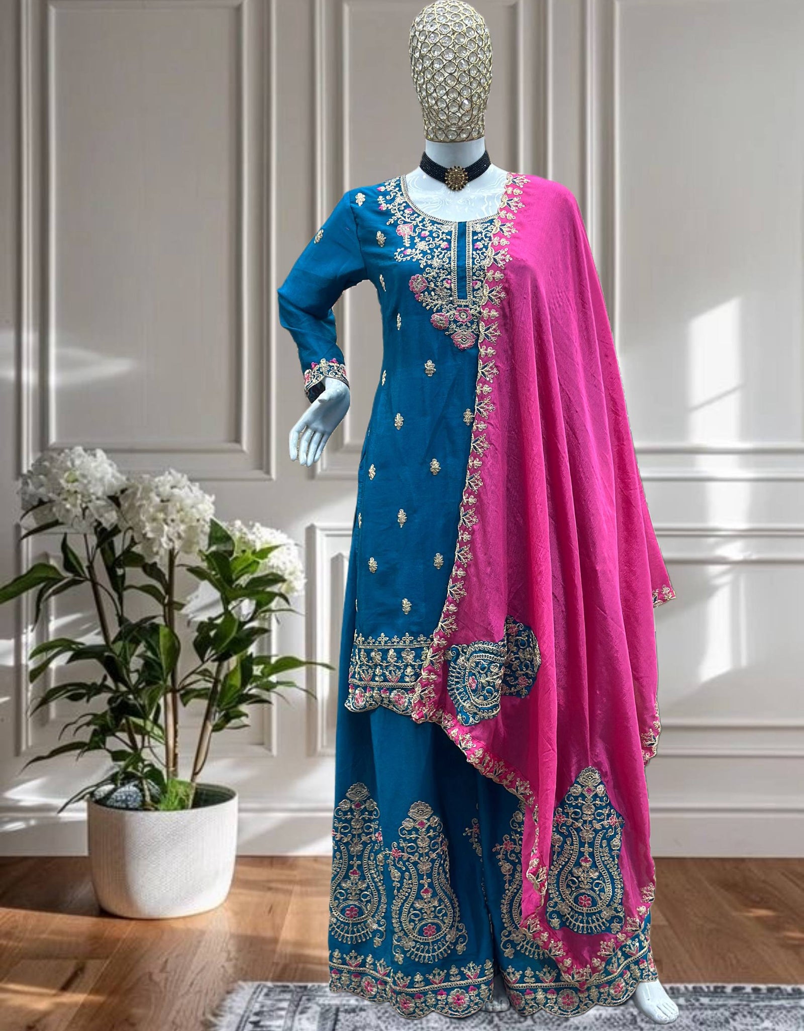 Festive Designer Women’s Kurta Pant Dupatta Set mahezon