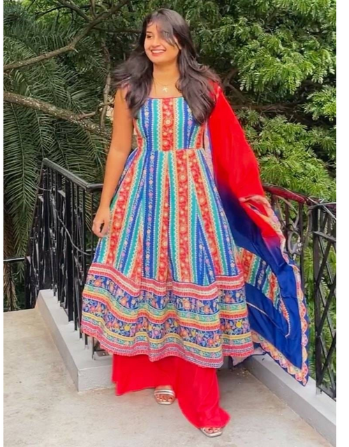 Load image into Gallery viewer, Festive Designer Women’s Kurti Palazzo Dupatta Set mahezon
