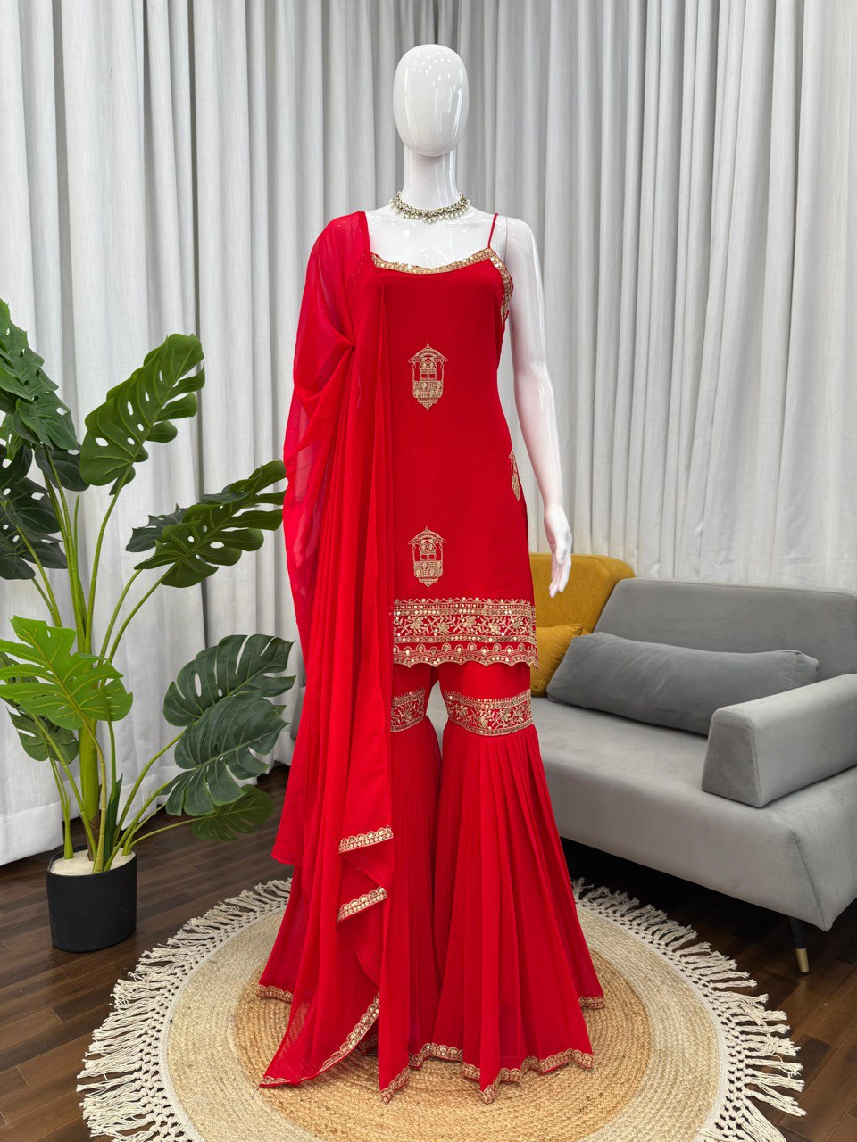 Festive Designer Women’s Top  Sharara with Dupatta mahezon