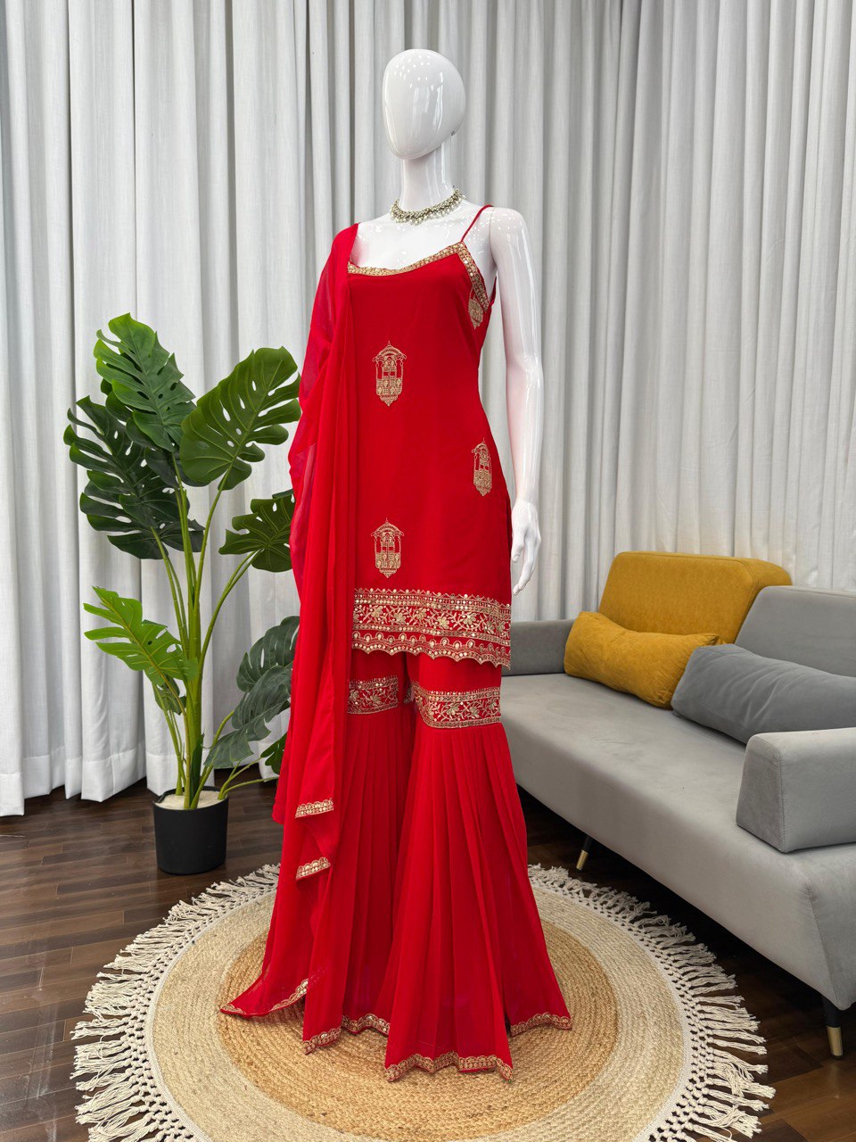 Festive Designer Women’s Top  Sharara with Dupatta mahezon