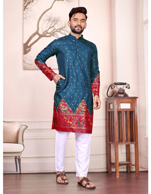 Load image into Gallery viewer, Festive Dola Silk Men Kurta Pajama mahezon
