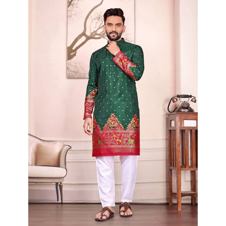 Festive Dola Silk Men Kurta Pajama mahezon