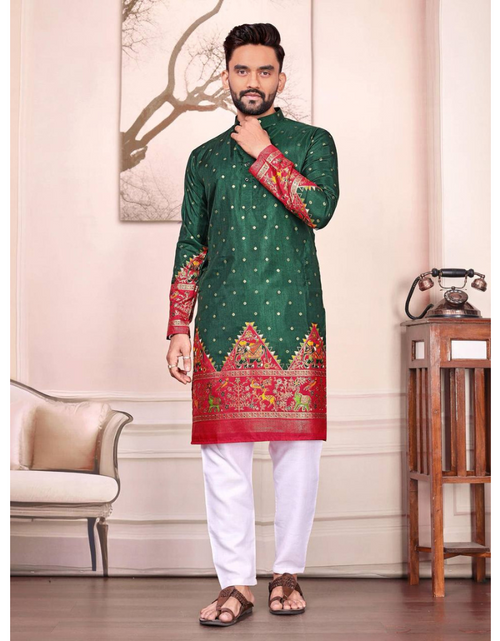 Load image into Gallery viewer, Festive Dola Silk Men Kurta Pajama mahezon
