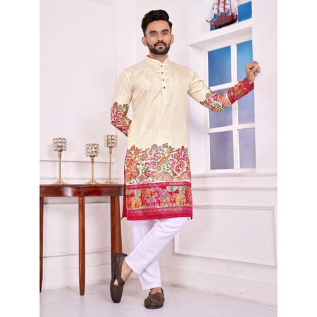 Festive Dola Silk Patola Men Kurta Pajama mahezon