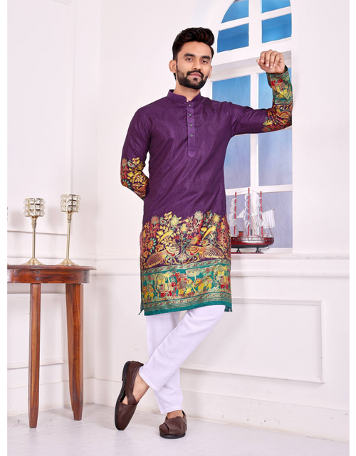 Load image into Gallery viewer, Festive Dola Silk Patola Men Kurta Pajama mahezon
