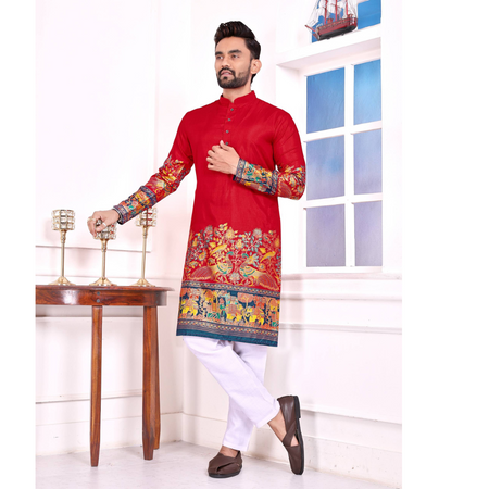 Festive Dola Silk Patola Men Kurta Pajama mahezon