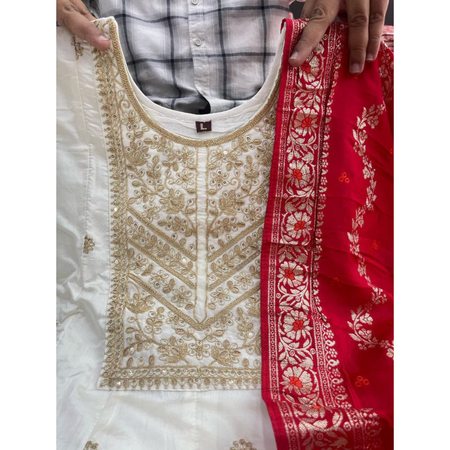 Festive Embroidery Anarkali Women’s Kurti Pant Dupatta Suit mahezon