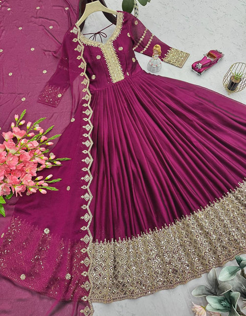 Load image into Gallery viewer, Festive Designer Embroidery  Sequin Women Gown Dupatta Dress mahezon
