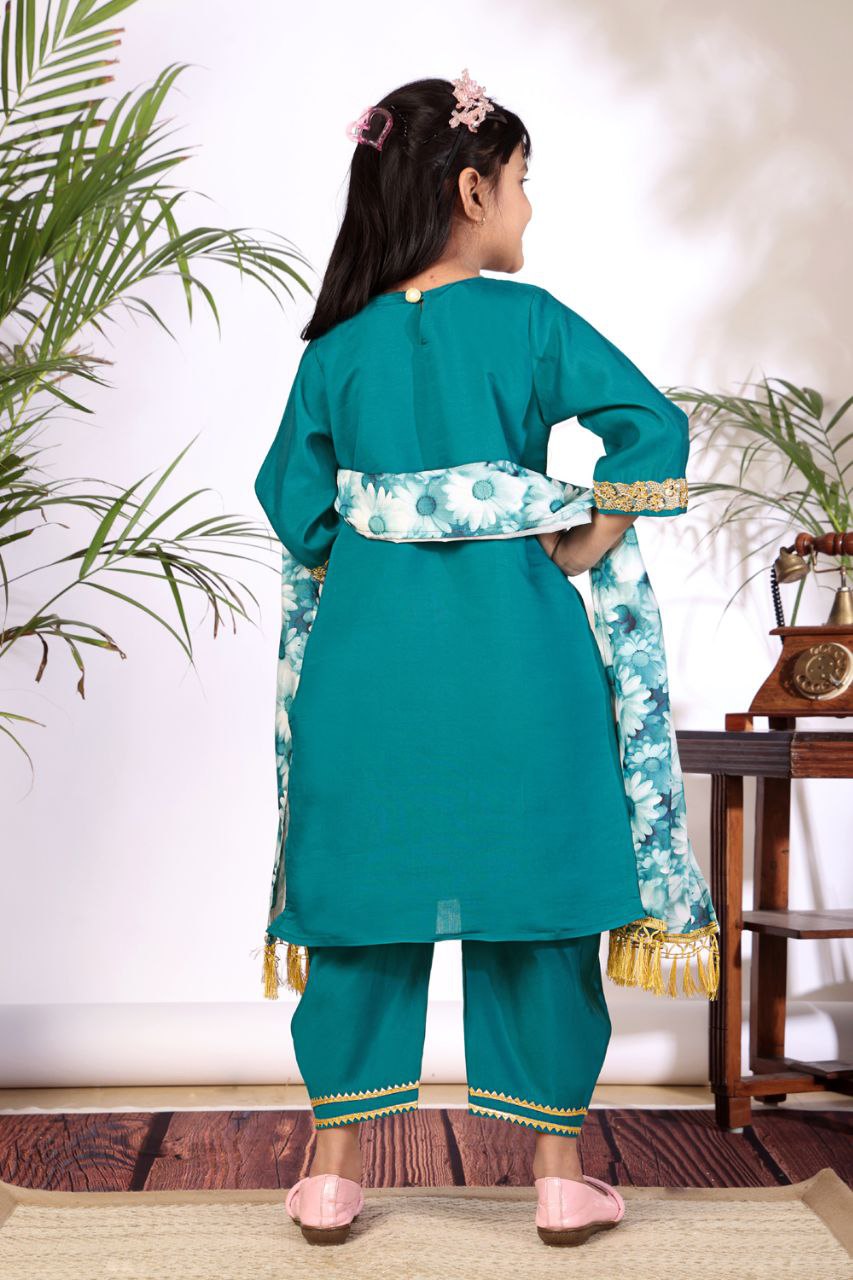 Designer Kid Girls Kurta Pant Dupatta Set mahezon