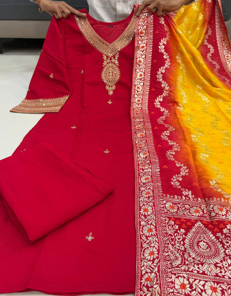 Festive Ethnic Women Kurta Pant Dupatta Set mahezon