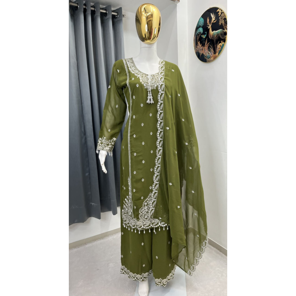 Festive Women Top Palazzo Dupatta Suit mahezon