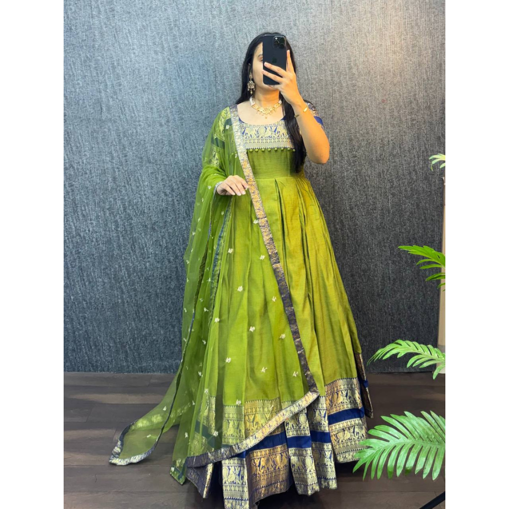 Festive Women’s Gown Dupatta Dress