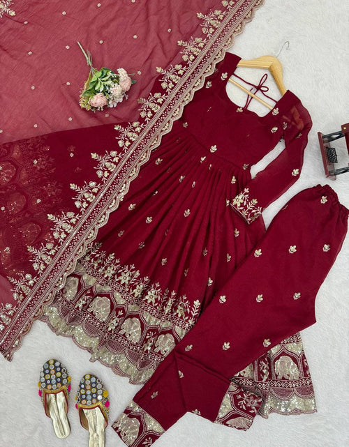 Load image into Gallery viewer, Havy Crunchi Silk with Embroidery Work Women’s Anarkali Kurta Pant Dupatta mahezon

