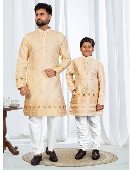 Festive Indian Traditional Father and Son Same Matching Kurta Pajama Set mahezon