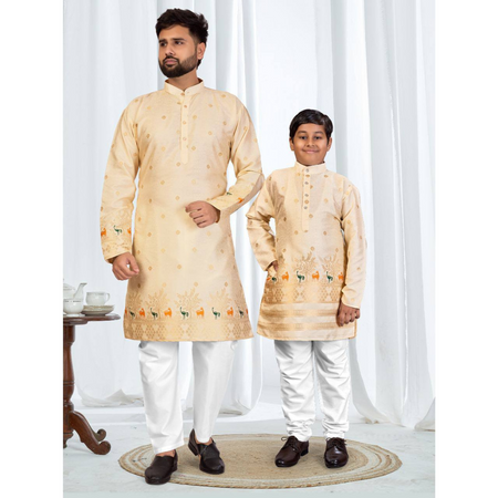 Festive Indian Traditional Father and Son Same Matching Kurta Pajama Set mahezon
