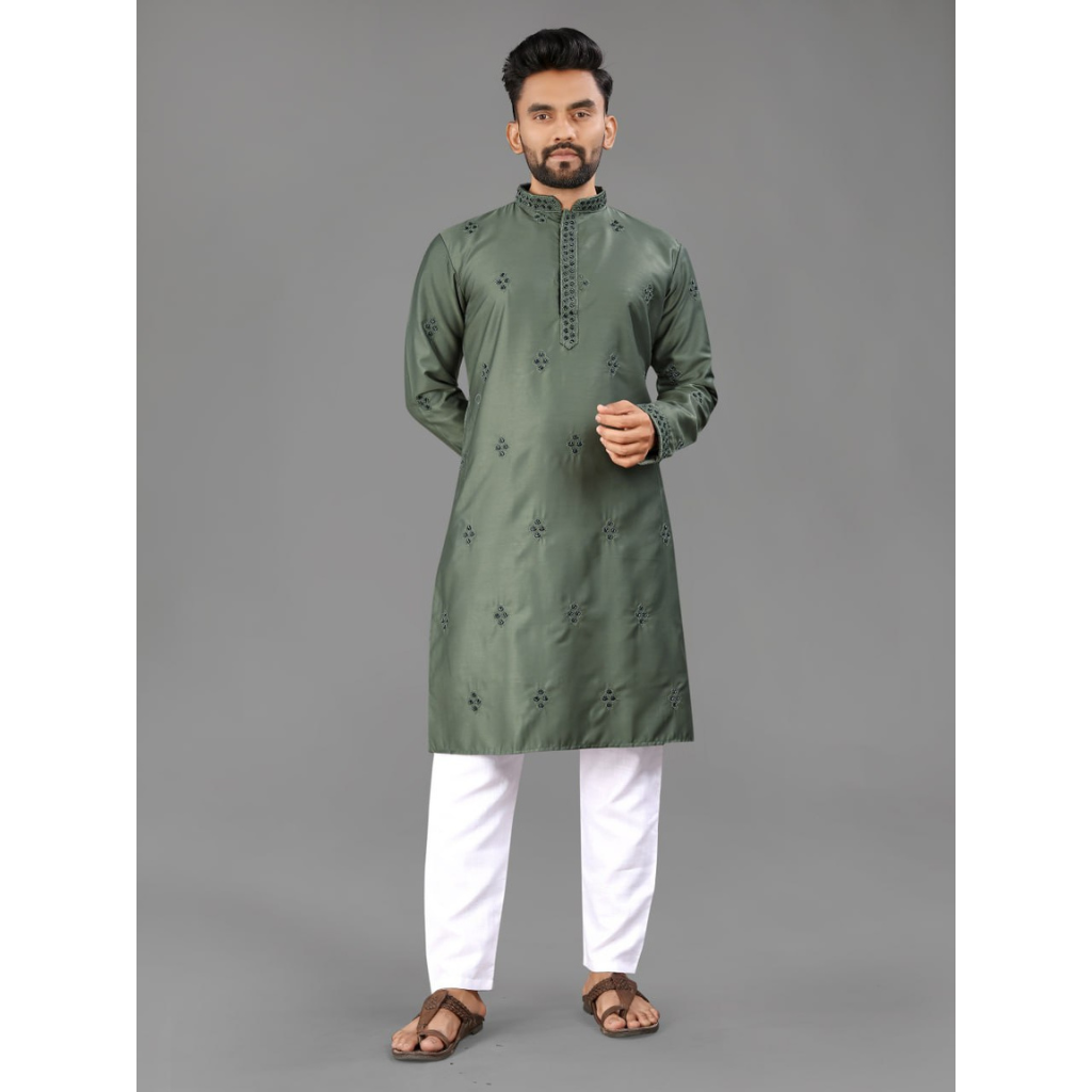 Indian Traditional Designer Cotton Men Kurta Pajama mahezon