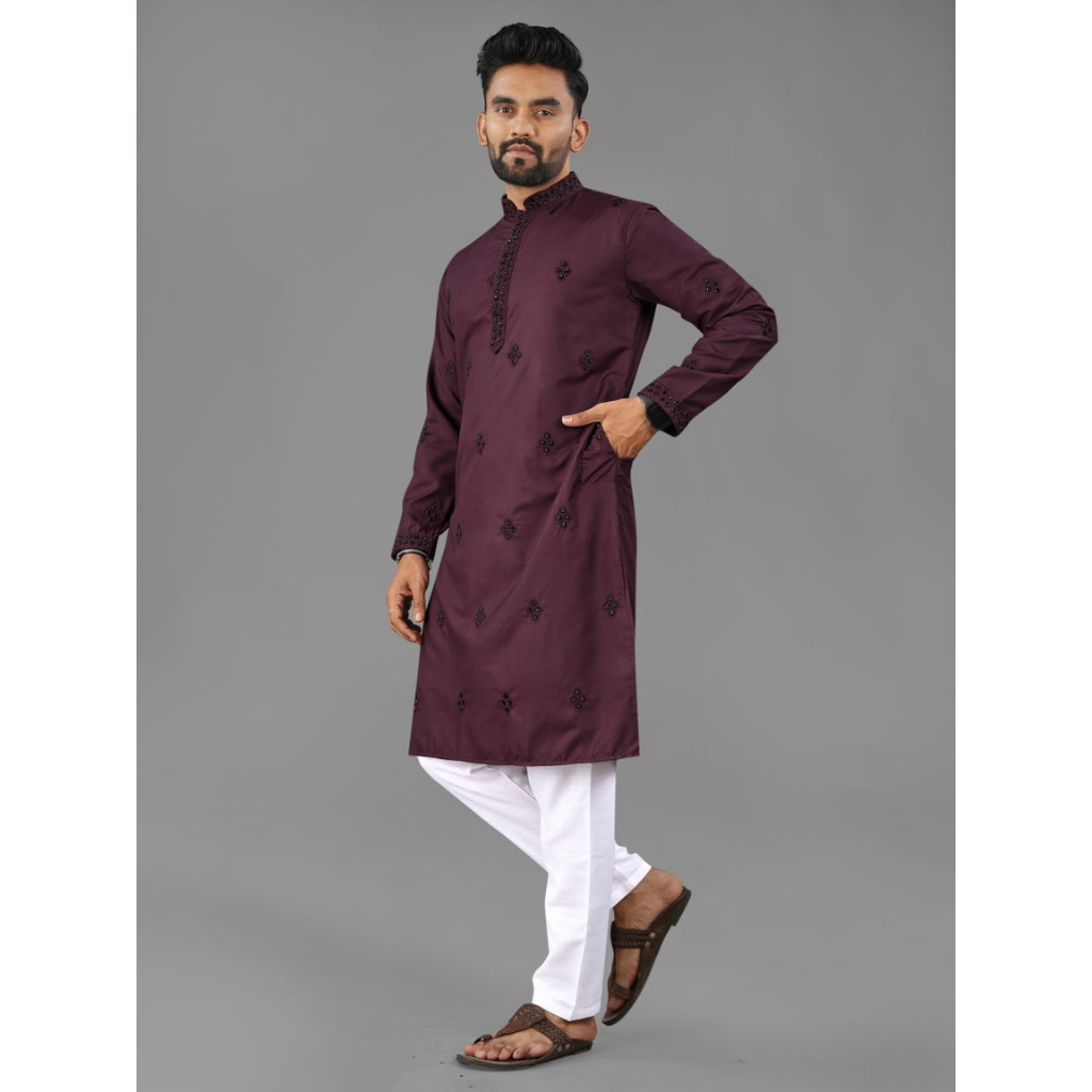 Indian Traditional Designer Cotton Men Kurta Pajama mahezon