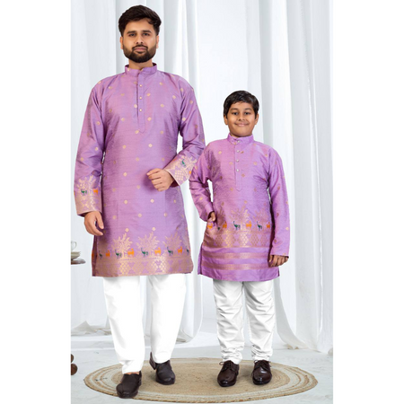 Festive Indian Traditional Father and Son Same Matching Kurta Pajama Set mahezon