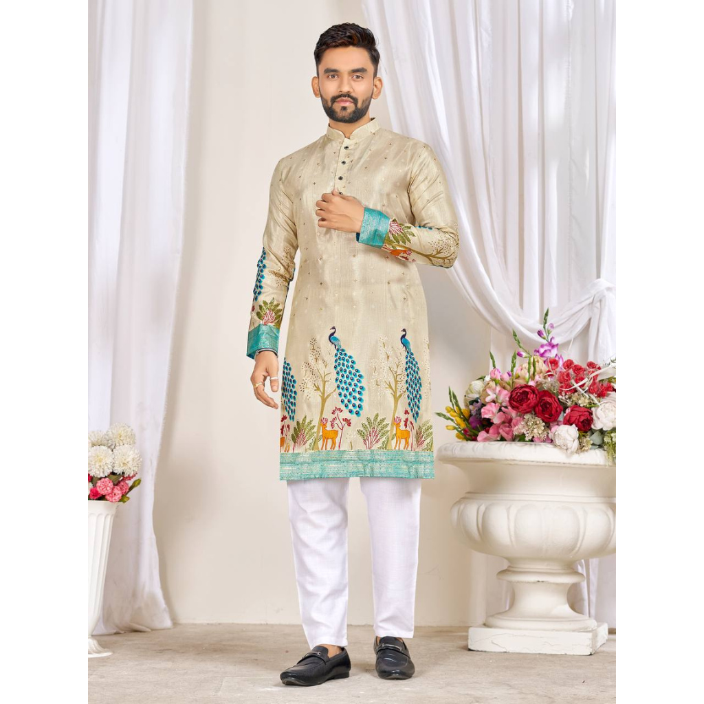 Festive Indian Traditional Men Kurta Pajama Set mahezon