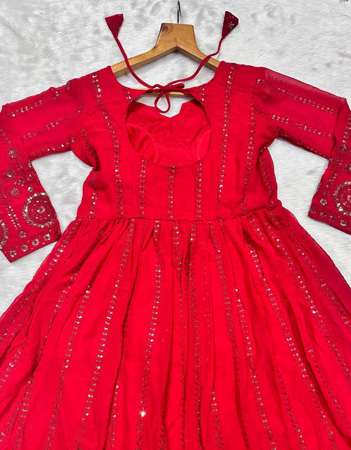 Load image into Gallery viewer, Festive Karwa Chauth Red Women’s Kurta Pant Dupatta Set mahezon
