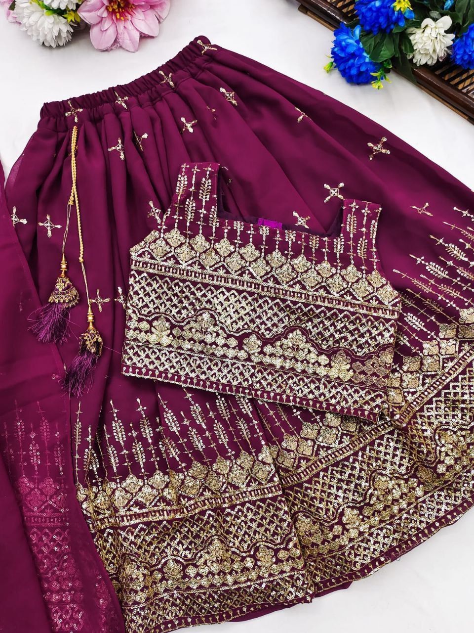 Festive Kids Girl Lehenga Choli Dupatta Set mahezon