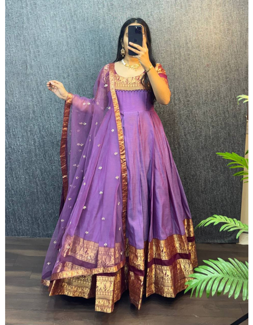 Load image into Gallery viewer, Festive Women’s Gown Dupatta Dress
