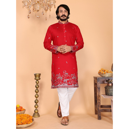 Festive Men’s Cotton Traditional Kurta Pyjama Set mahezon