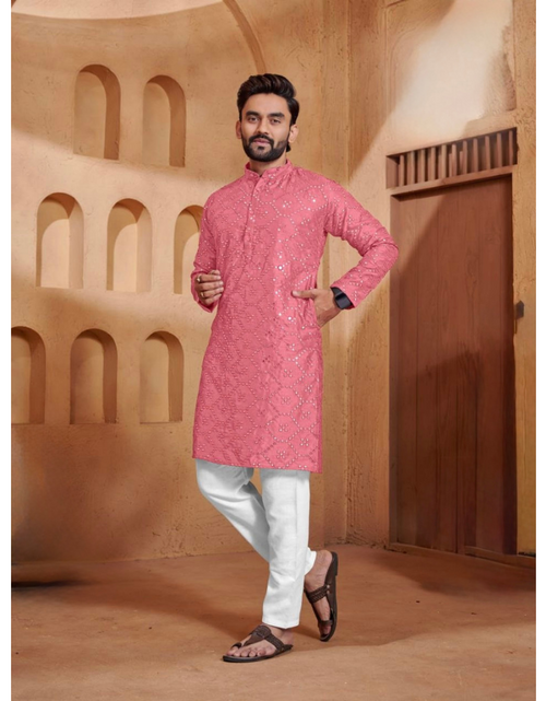 Load image into Gallery viewer, Festive Mirror Work Stylish Men’s Kurta Pajama Set mahezon
