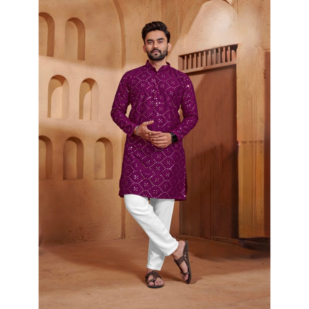 Festive Mirror Work Stylish Men’s Kurta Pajama Set mahezon