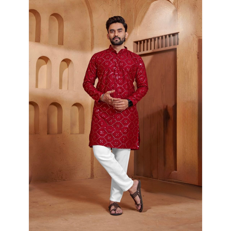 Festive Mirror Work Stylish Men’s Kurta Pajama Set mahezon