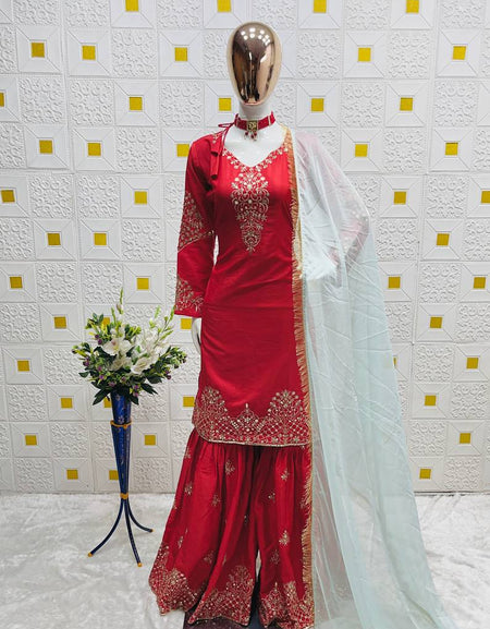 Festive Mother And Daughter Top Palazzo Dupatta Twinning Outfit Set Royal Export