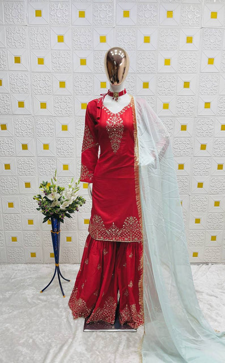 Festive Mother And Daughter Top Palazzo Dupatta Twinning Outfit Set Royal Export