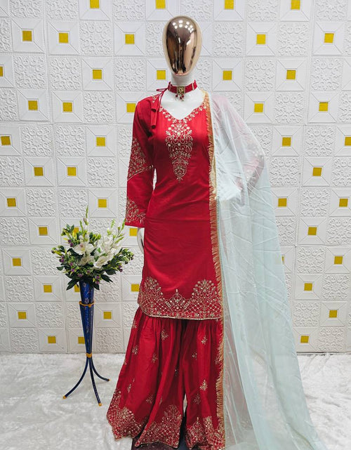 Load image into Gallery viewer, Festive Mother And Daughter Top Palazzo Dupatta Twinning Outfit Set Royal Export
