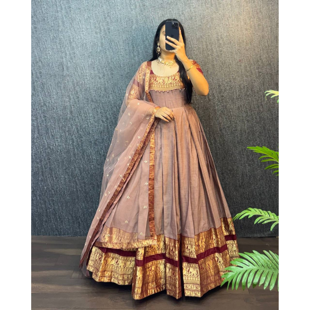 Festive Women’s Gown Dupatta Dress