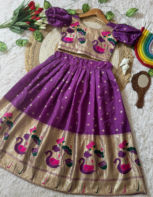Load image into Gallery viewer, Festive Paithani Kids Girl Lehenga Choli Set mahezon
