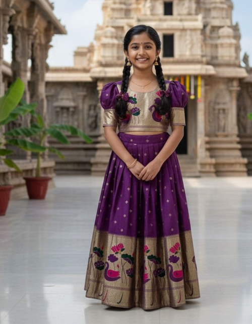 Load image into Gallery viewer, Festive Paithani Kids Girl Lehenga Choli Set mahezon
