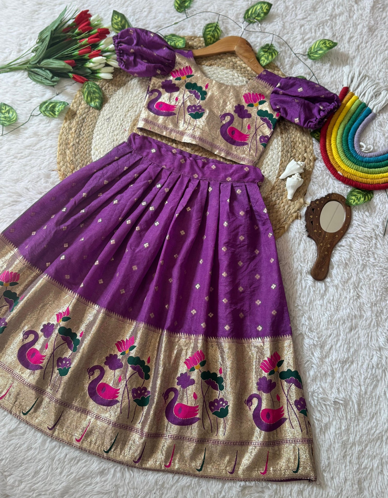 Festive Paithani Kids Girl Lehenga Choli Set mahezon