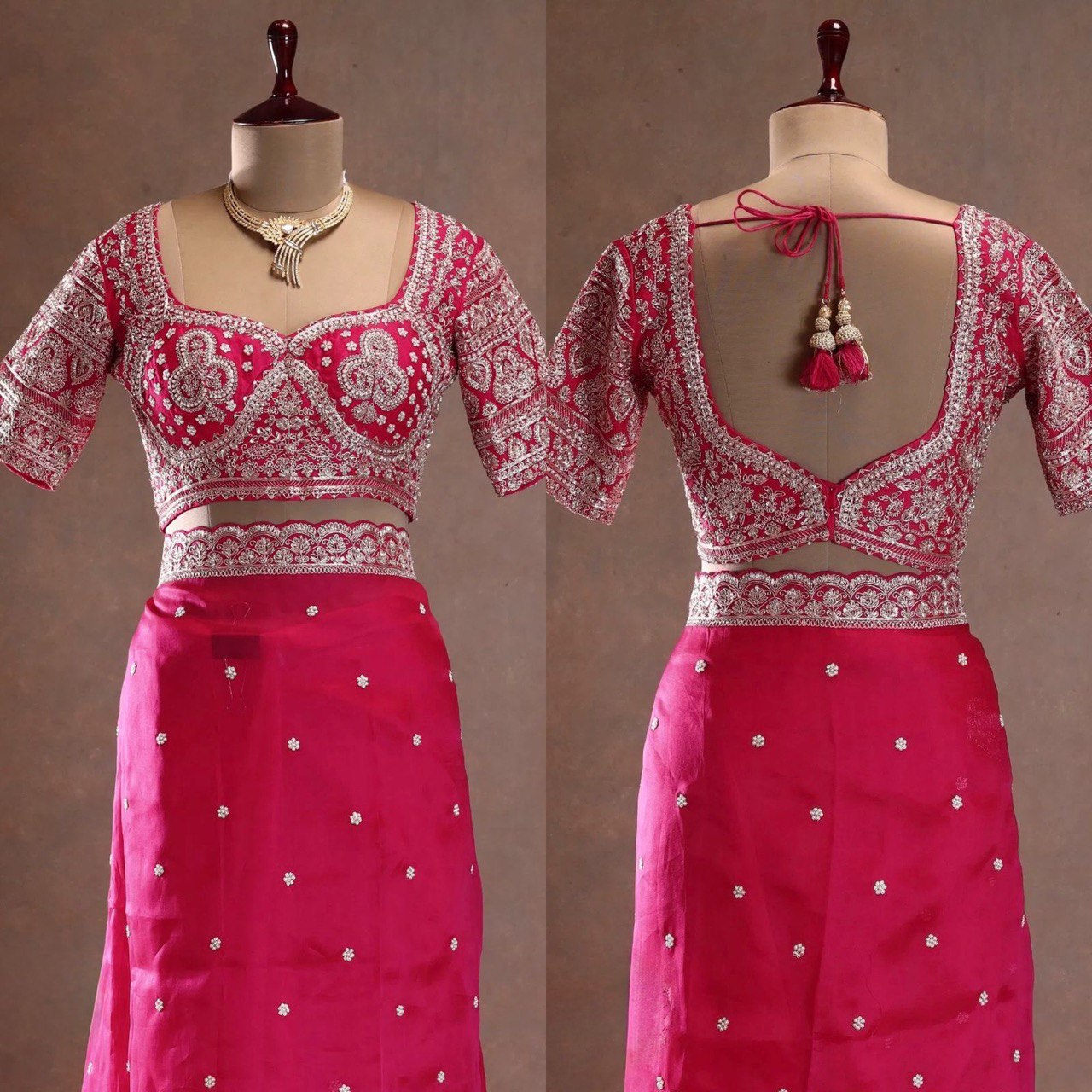 Festive Pink Designer Women’s Saree with unstitched Blouse mahezon