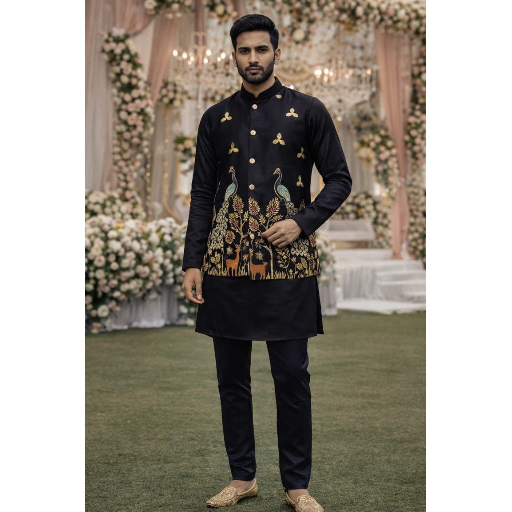 Festive Premium Men’s Kurta Pajama Jacket Set